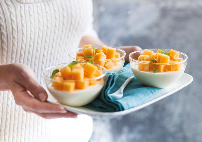 Tupperware Panna cotta med mynte og melon 